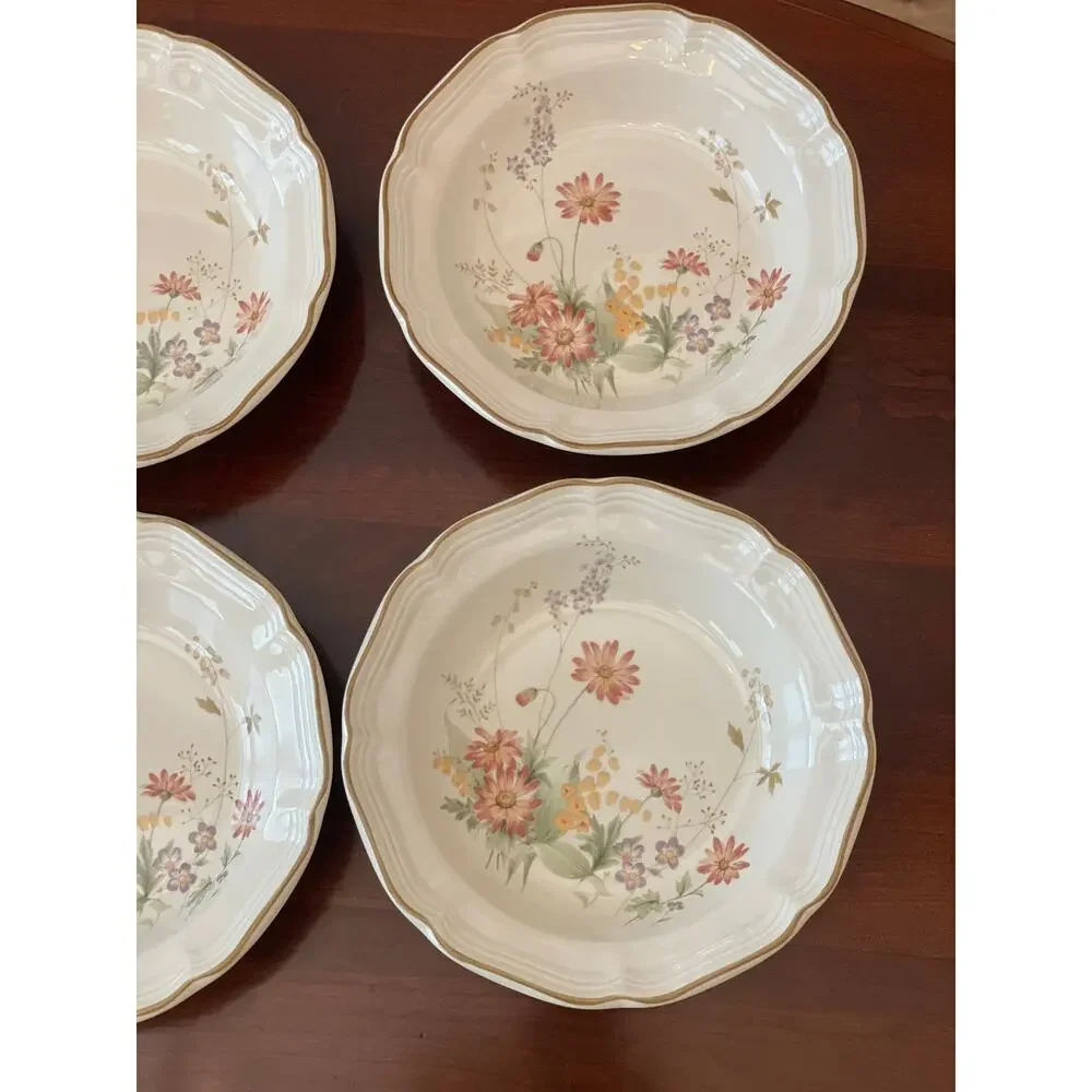 Mikasa Heritage Samantha F2017 Wildflower Floral Soup Pasta Bowls 8.5” Set of 6